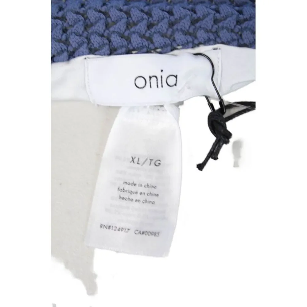 ONIA Womens Swimwear Ashley Crochet Pull-On Bikini Bottom Solid Blue Size XL